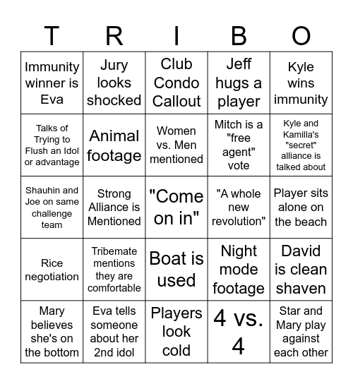 Survivor 48 Episode 10 Bingo Card