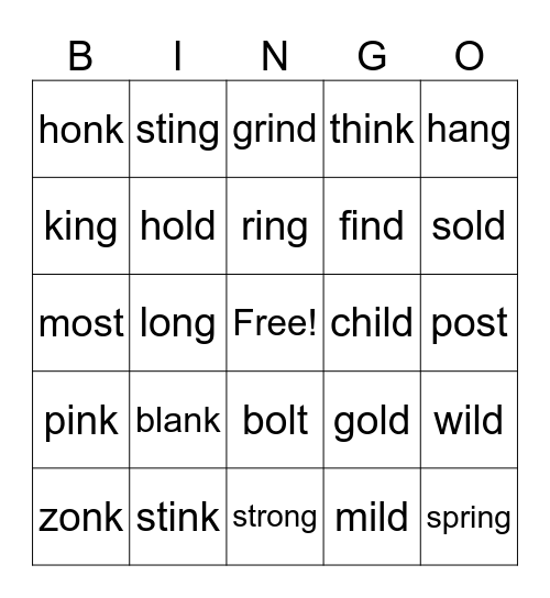 Phonogram Review Bingo Card