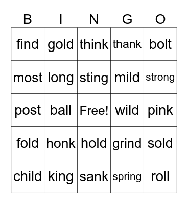 Phonogram Review Bingo Card