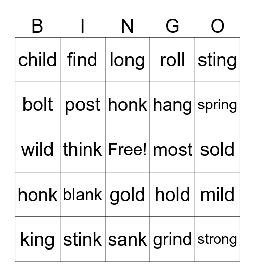 Phonogram Review Bingo Card