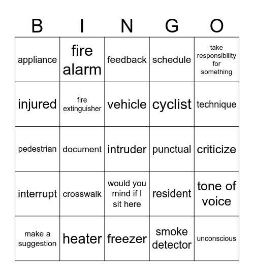 Unit 6 and 7 Bingo Card
