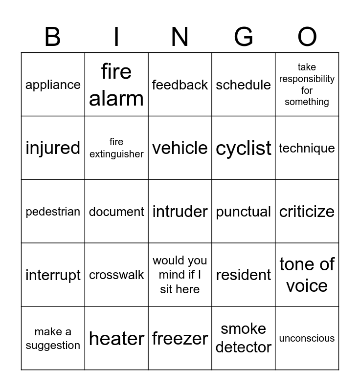 Unit 6 and 7 Bingo Card
