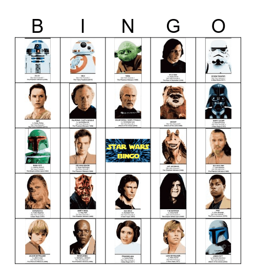 Star Wars Bingo Card
