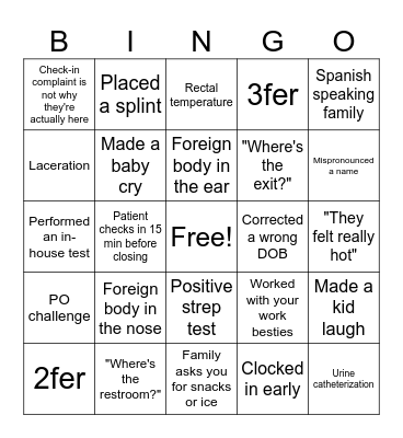 PM Nurse's Week Bingo Card