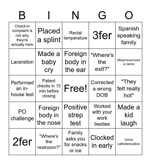 PM Nurse's Week Bingo Card
