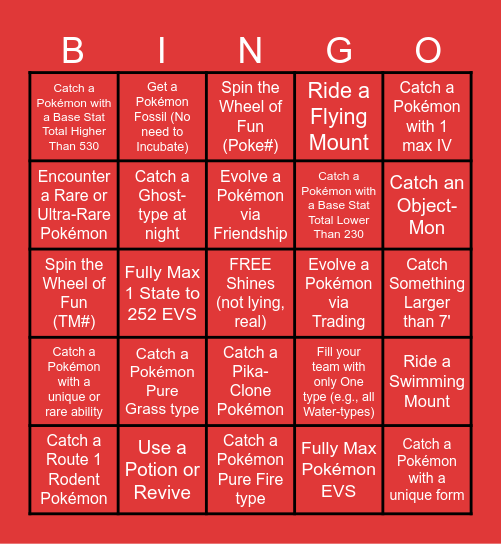 Cobblemon V2 Bingo Card