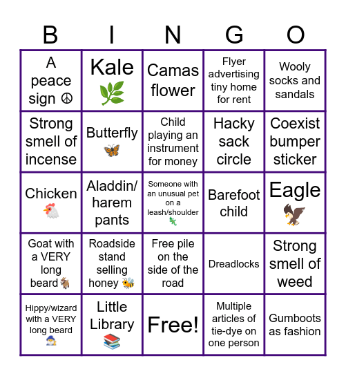 Salt Spring Island Bingo Card