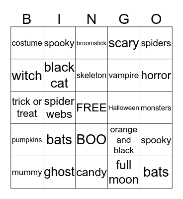 Halloween Fun Bingo Card