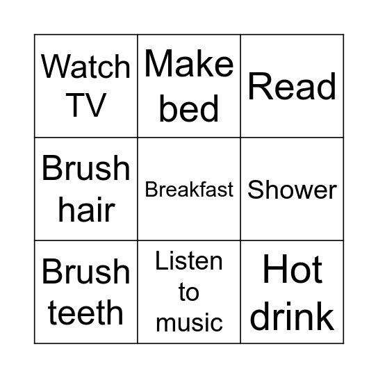Daily Routine Bingo Card