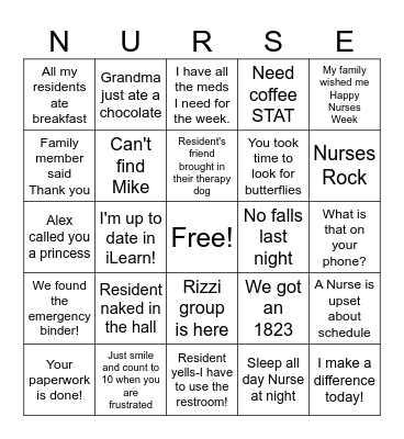 NURSES WEEK BINGO Card