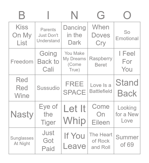 7/20 - 7/21/25 Bingo Card