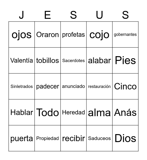 Hechos 4 Bingo Card