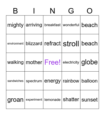 4th grade Bingo Card