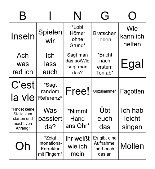 Barry Hingo Bingo Card