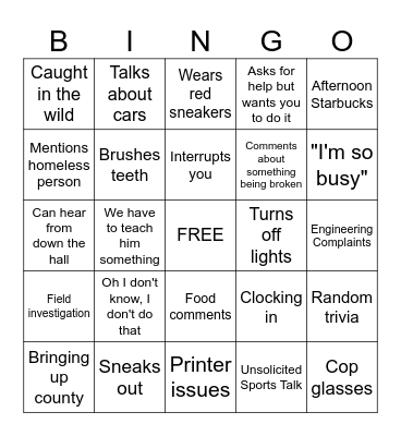 COUNTY Bingo Card