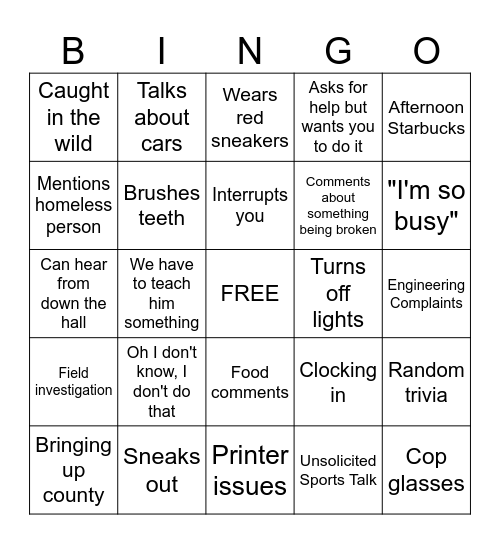 COUNTY Bingo Card