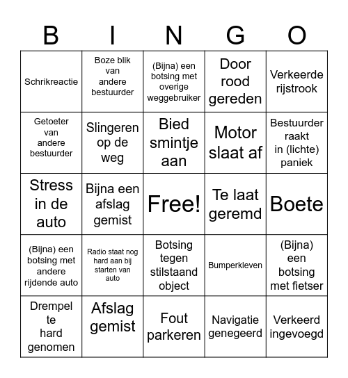 Stuurloos naast Max: Passagier Bingo Card