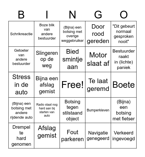 Stuurloos naast Max: Passagier Bingo Card