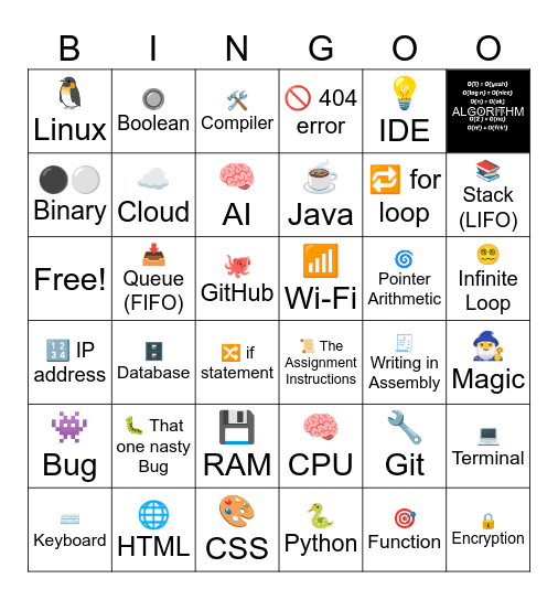 CS Fun Bingo Card