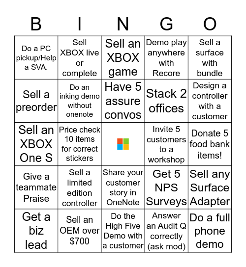 Microsoft Bingo! Bingo Card