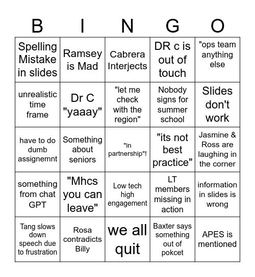 PD bingo Card