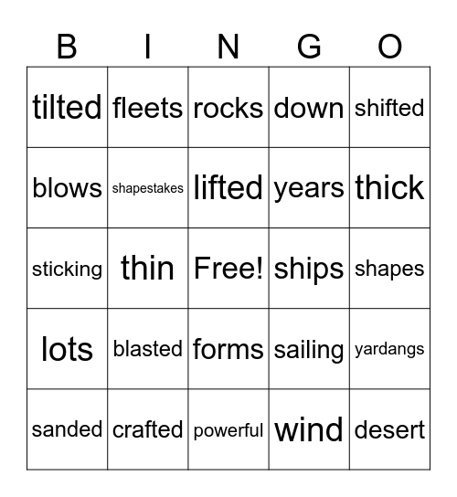 Crafted By The Wind Bingo Card