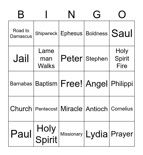 Acts Bingo Card