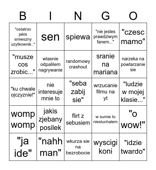 smierdzace olaf bingo Card