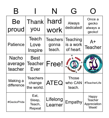 Desert Sage Teacher Appreciation Bingo Card