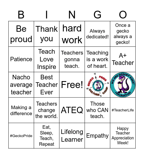 Desert Sage Teacher Appreciation Bingo Card