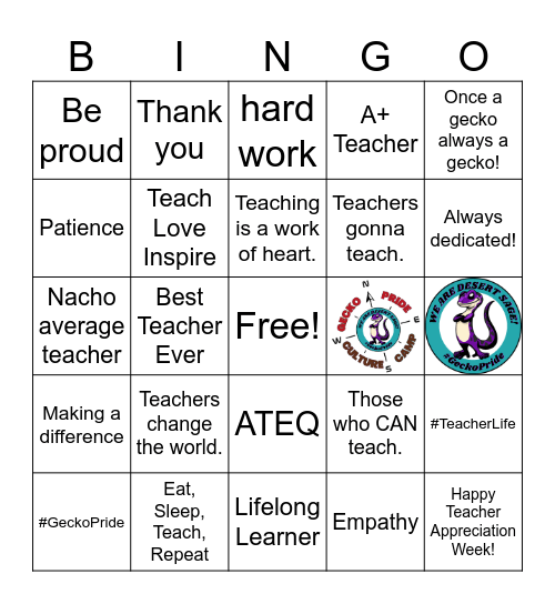Desert Sage Teacher Appreciation Bingo Card