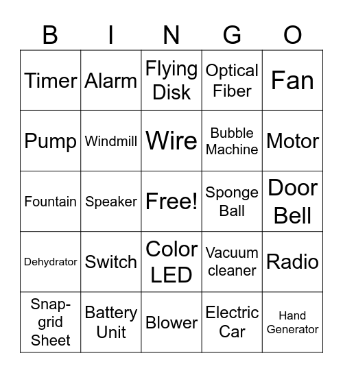 Eletricaty Bingo Card