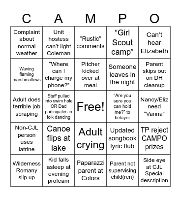 Parent Daughter 2025 Bingo Card