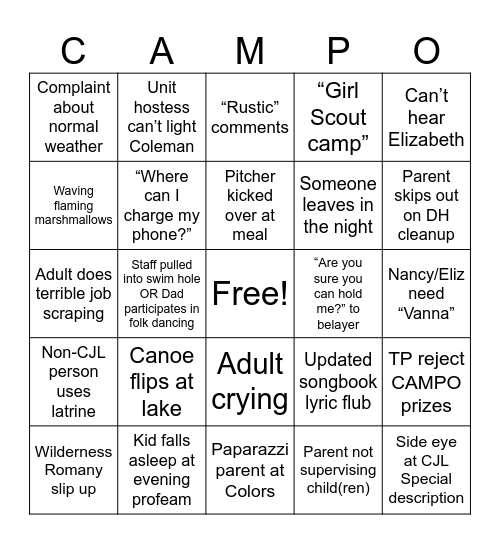 Parent Daughter 2025 Bingo Card