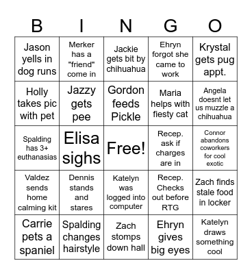 Vet Tech Bingo! Bingo Card