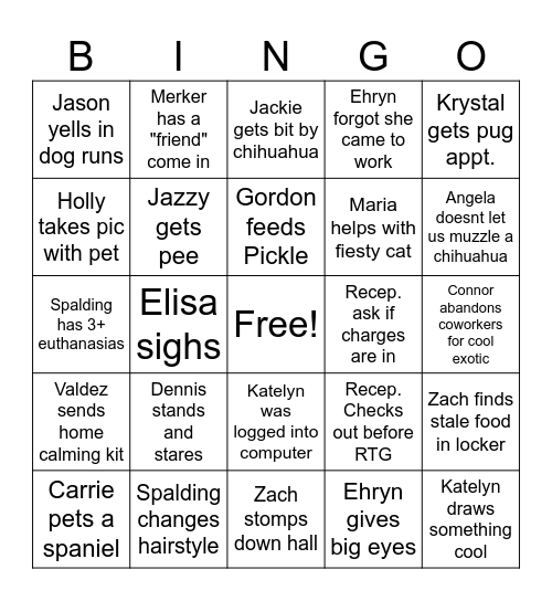 Vet Tech Bingo! Bingo Card