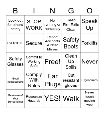 EHS Bingo Card