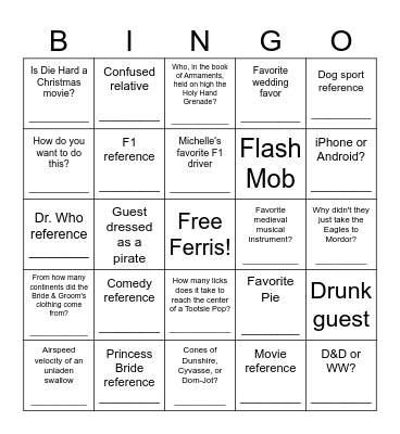 Wedding Bingo Card