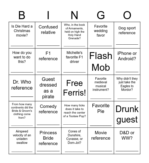 Wedding Bingo Card