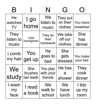 DAILY ROUTINE Bingo Card