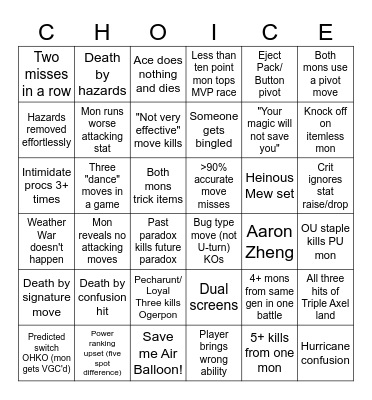 Taster's Top Right Bingo Card