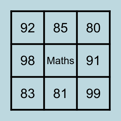 Bingo des nombres de 80 à 99 Bingo Card