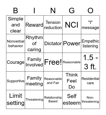 TRAINING BINGO Card