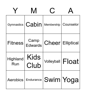 YMCA MOMS BINGO Card