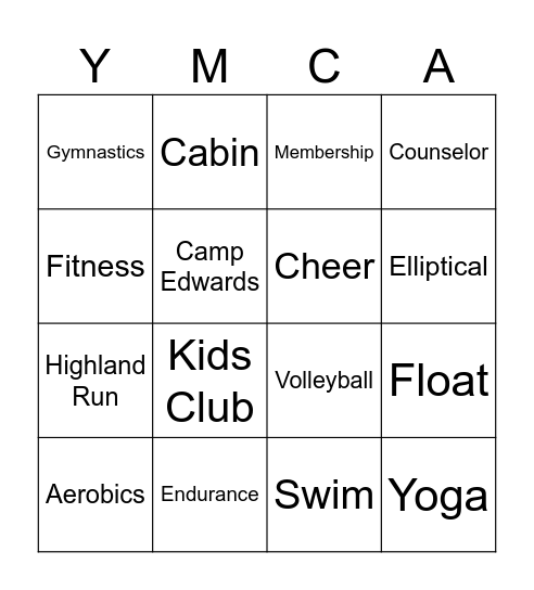 YMCA MOMS BINGO Card