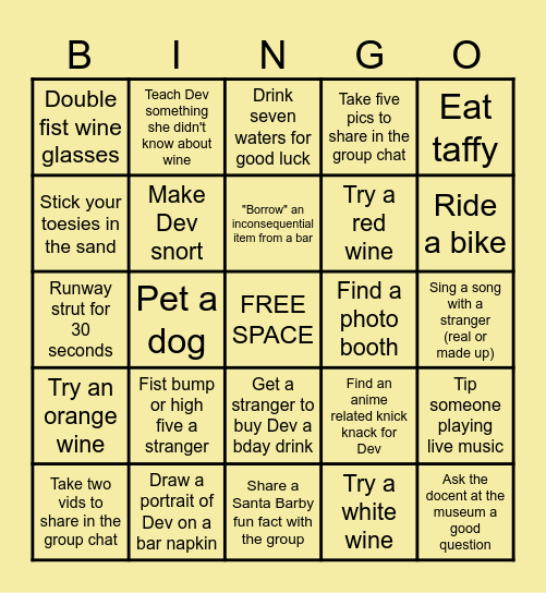 SANTA BARBY FIEEEELLLLD TRIIIIIP Bingo Card