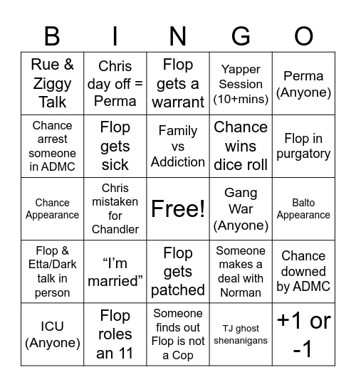 May Flop & Chance Bingo Card