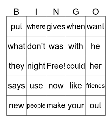 Space Pup Sight Words Bingo Card