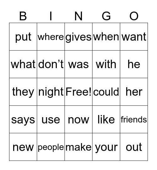 Space Pup Sight Words Bingo Card