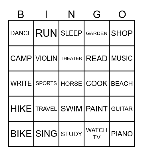 EnglishConnect 1 Lesson 5 BINGO Card